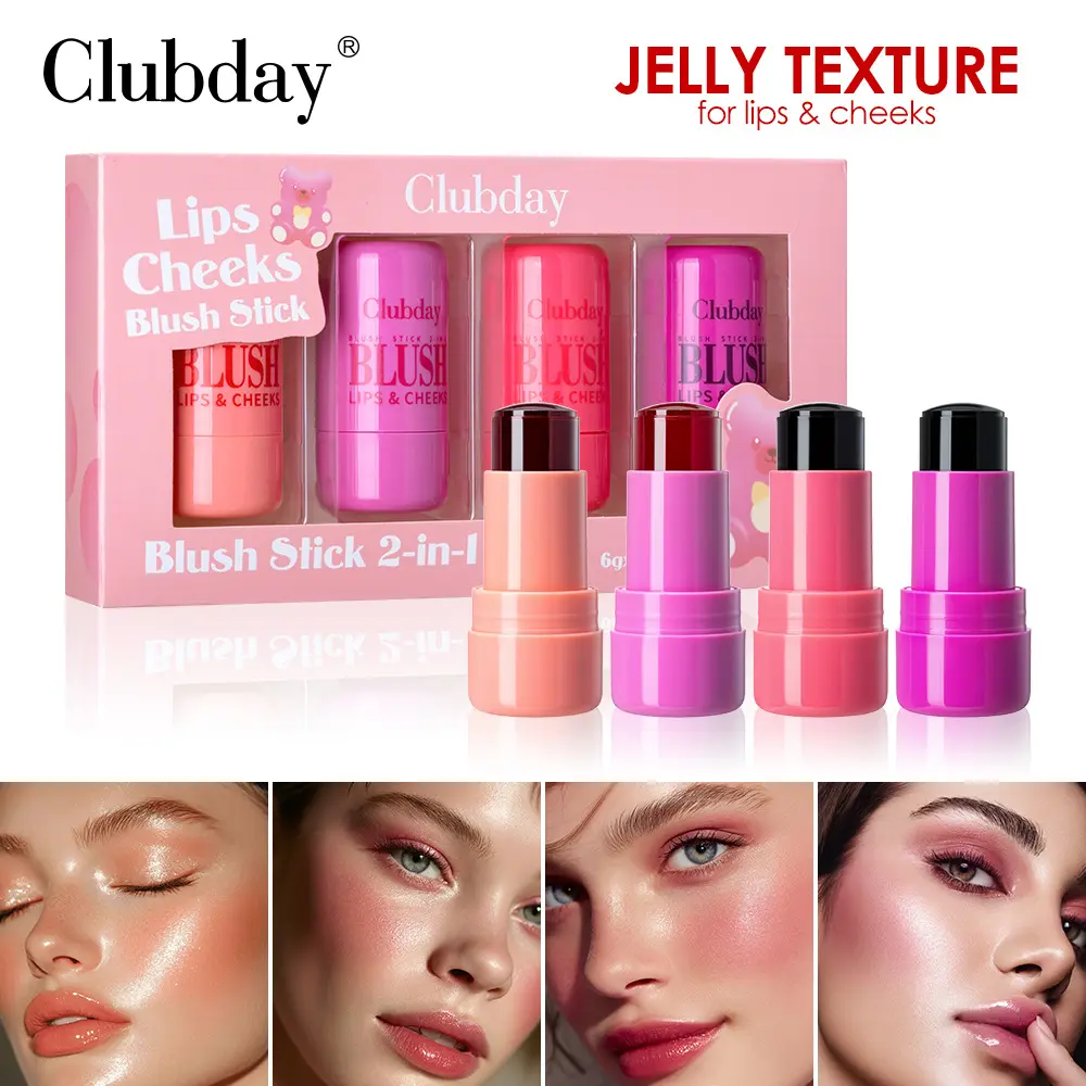 Natural Easy-To-Apply Jelly Blush Set, Cosmetics, Q-Feel 4 Colors, Moisturizing and Hydrating, Matte Blush Palette, Perfect for Everyday Use, Everyday Versatile Makeup