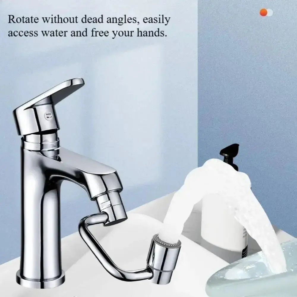 2026 New Chrome Faucet Aerator Nozzle - 1440° Rotatable, 360° Swivel, Water Filtering Tap Attachment with Dual-Mode Spray Extension for Kitchen Cleaning, Hygienic Operation for Elderly & Ladies with Long Tresses, 2-Mode Outlet, 4-Joint Structure, Dual Spr