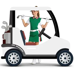 4ft Life Size Golf Cart Cardboard Cutout Standee, Plastic Golf Party Decoration Photo Booth Props Standup for Baby Shower, Birthday, Gender Reveal Parties and Sports Theme Event