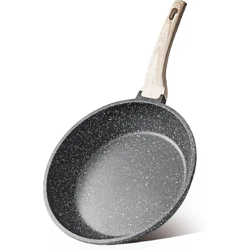 8-Inch PFOA-Free Nonstick Granite Frying Pan, Healthy Non-Toxic Stone Cookware for All Stovetops, Cool Handle, Easy to Clean
