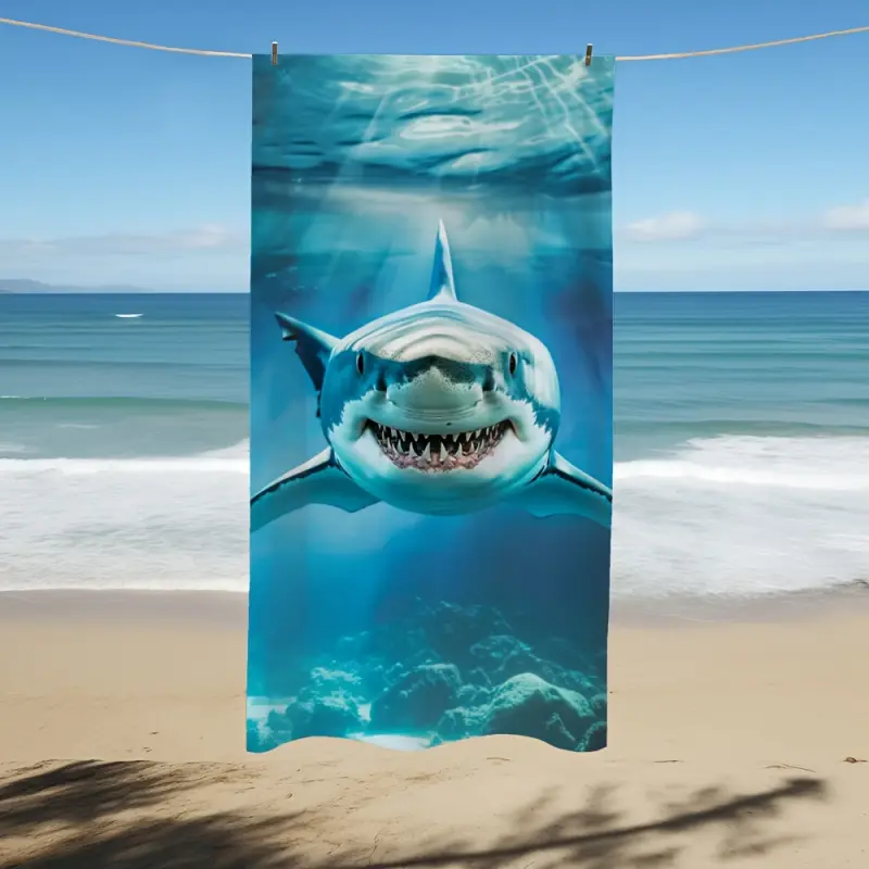 essential,,standard,portable,,hostess,gift,,xl,luxury,bathtowels,decorative,boat,personalized,custom,towels,drying,Quick Dry Travel Towel Deep Sea Shark Pattern Microfiber Beach Towel Camping Blanket Lightweight Absorbent Sandproof Multifunctional Car Sea