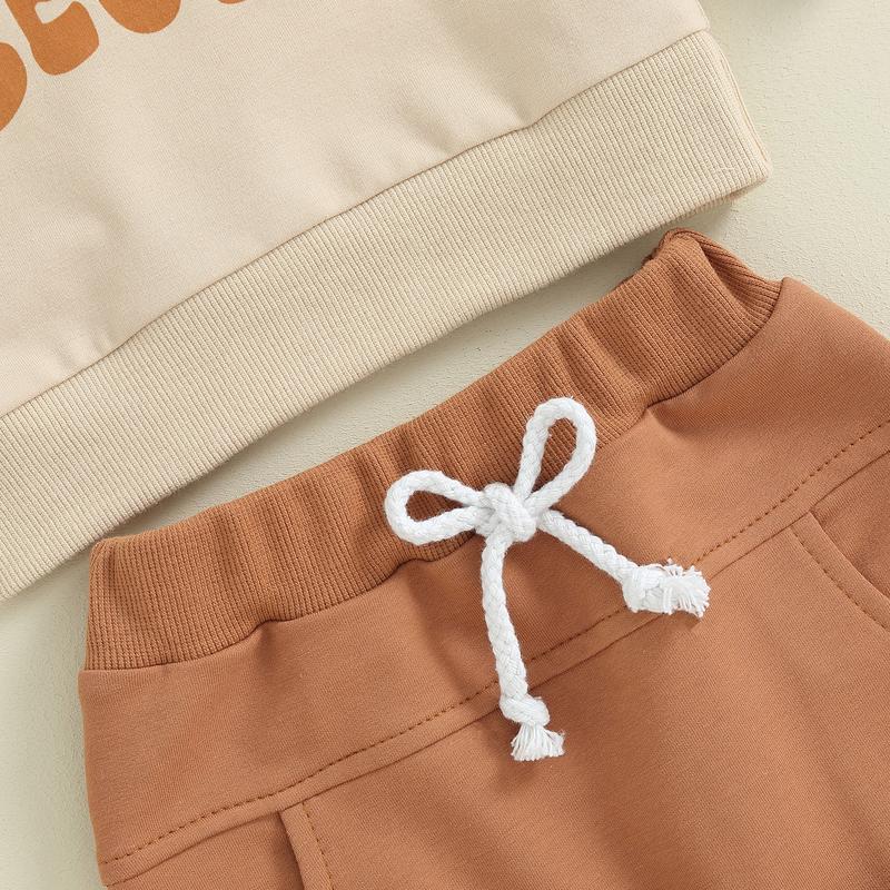 Toddler Baby Girl Boy Aunties Bestie Clothes Long Sleeve Letter Print T-Shirt with Elastic Waist Pants Set Outfit