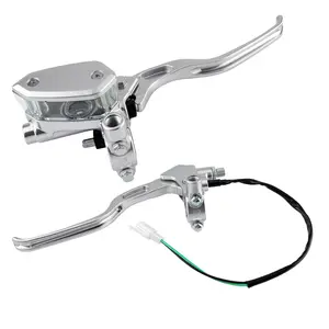 Universal Brake Pump and Clutch Lever Set, High-Quality Aluminum Alloy Cnc, Durable Silver Color Design, Motorcycle Clutch Lever
