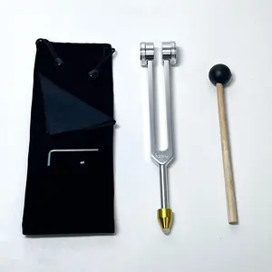 Aluminum Alloy Tuning Fork Set 128hz/256hz/528hz/4096hz, Includes Massage Base Hammer Bag, Ideal for Resonance Teaching Instruments