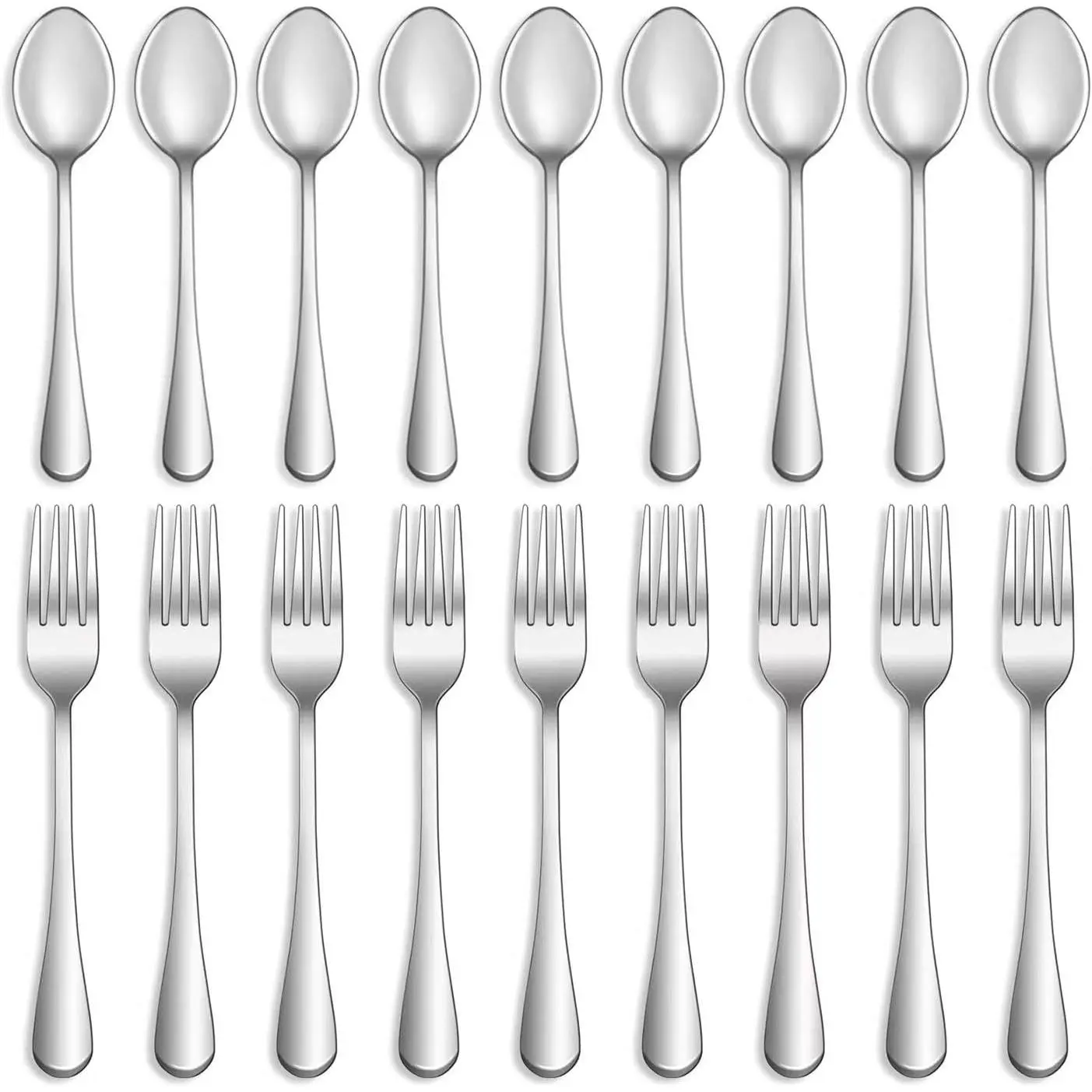 12 Pcs Food Grade Stainless Steel Silverware Forks & Spoons Set, Mirror Polished Dishwasher Safe Flatware Cutlery for Home Kitchen Restaurant, Includes 6 8-inch Dinner Forks and 6 6.5-inch Teaspoons