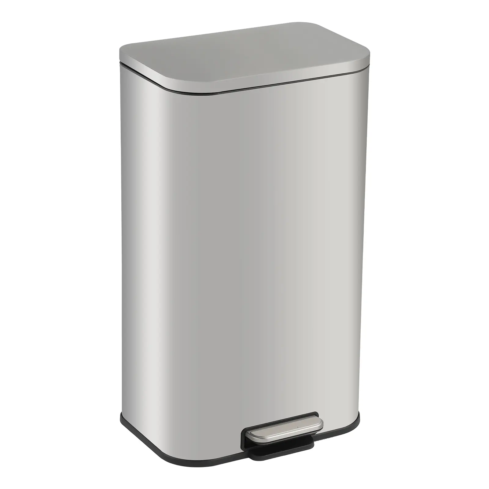 Fingerprint-Proof Stainless Steel Kitchen Trash Can – 13.2 Gallon (50L) Step Bin – Soft-Close Lid, Removable Inner Bucket, Space-Saving Rectangular Garbage for Home, Office, Bathroom
