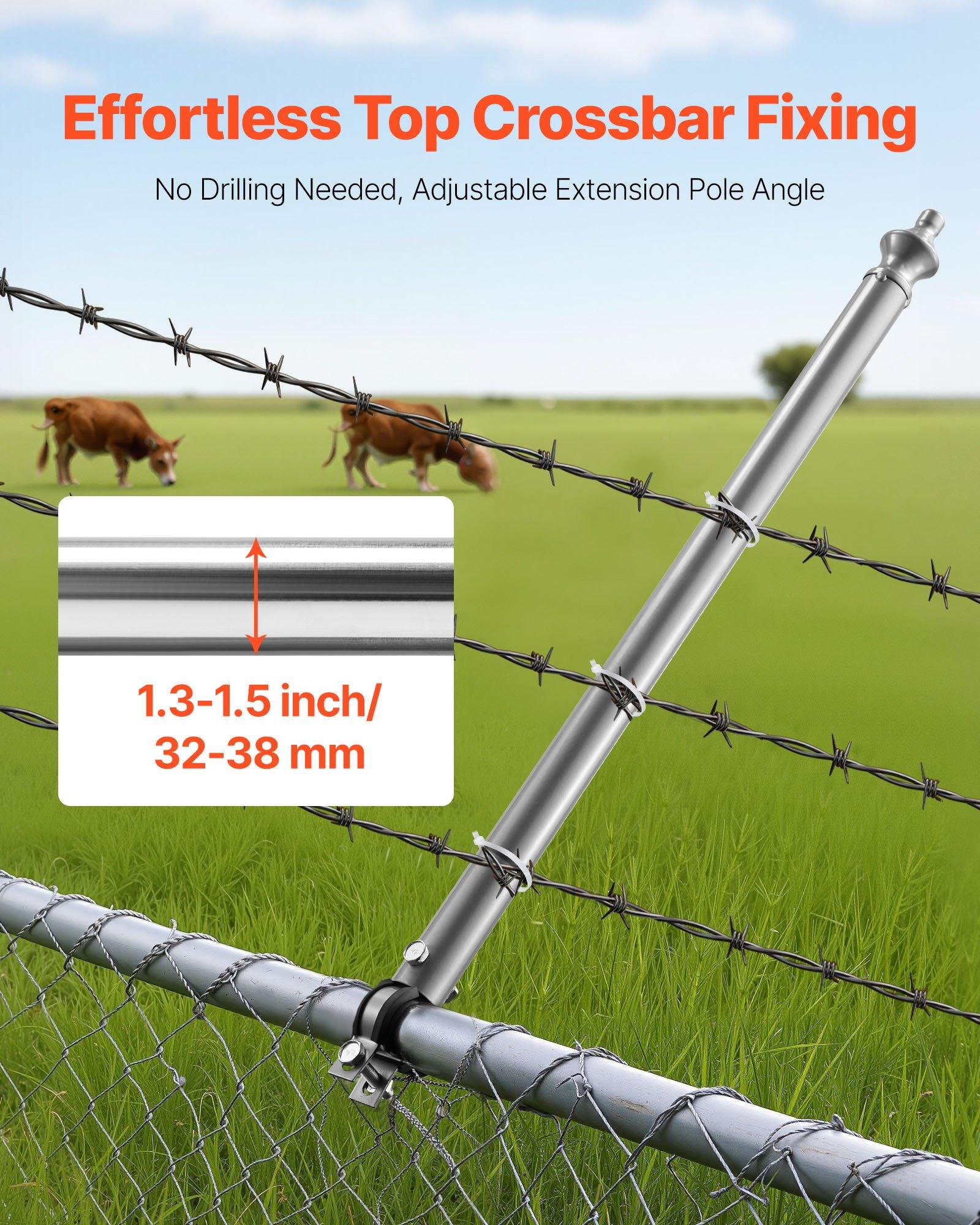 VEVOR Chain Link Fence Extensions, 18 Packs 27.4" Extension Height, Galvanized Post Extender for 1.3" to 1.5" Top of Fence, U Bracket, Barbed Wire Extend Arm for Privacy, Prevent Dogs Jumping Out