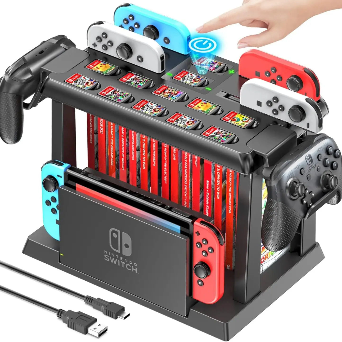 Switch Games Organizer Station with Controller Charger, Charging Dock ...