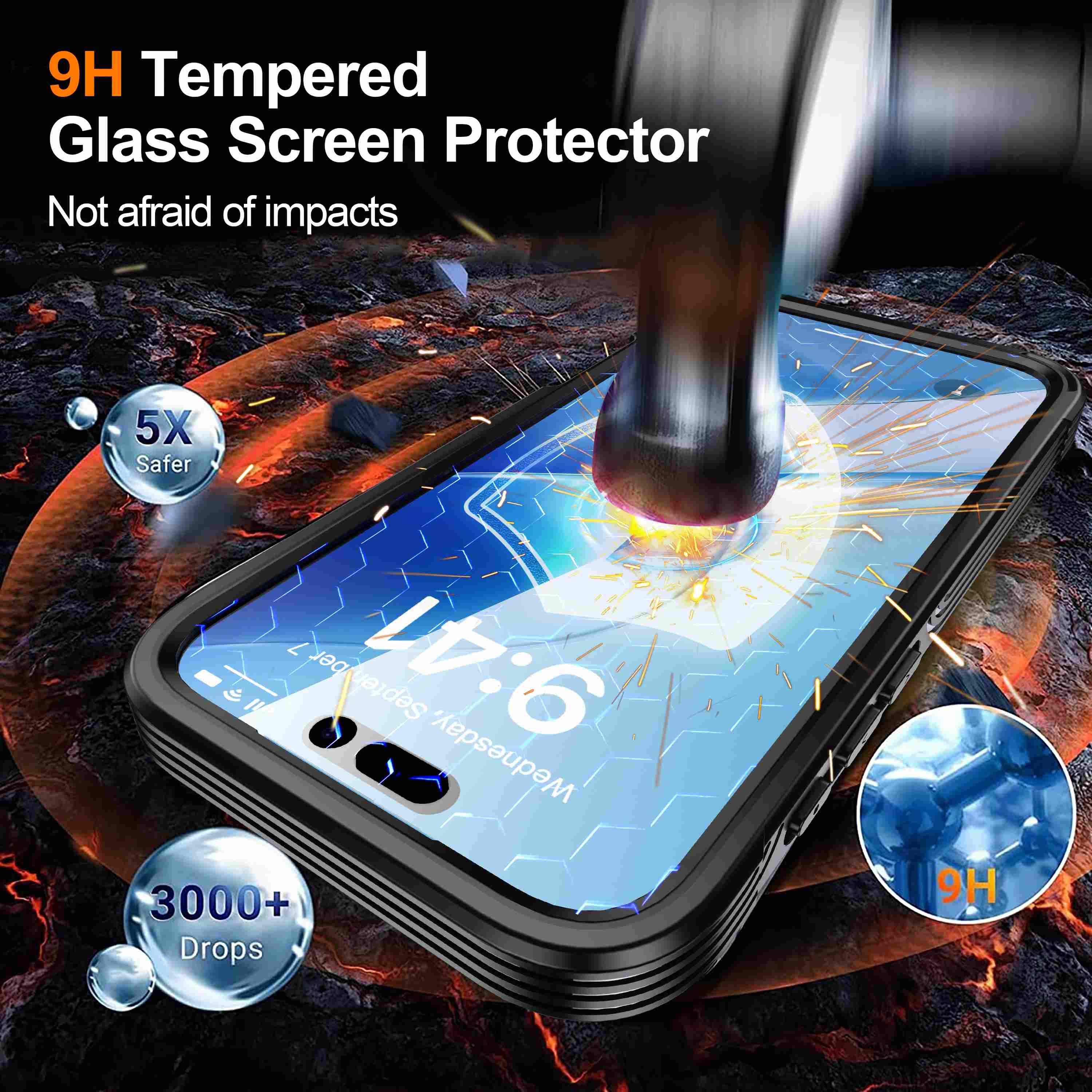 [Free!!Ship!] 360° Rugged Transparent Case for iPhone 17 Pro Max 16 15 Plus Magsafe Military Shockproof Cover with HD Screen Protector TPU Clean Phone Bumper