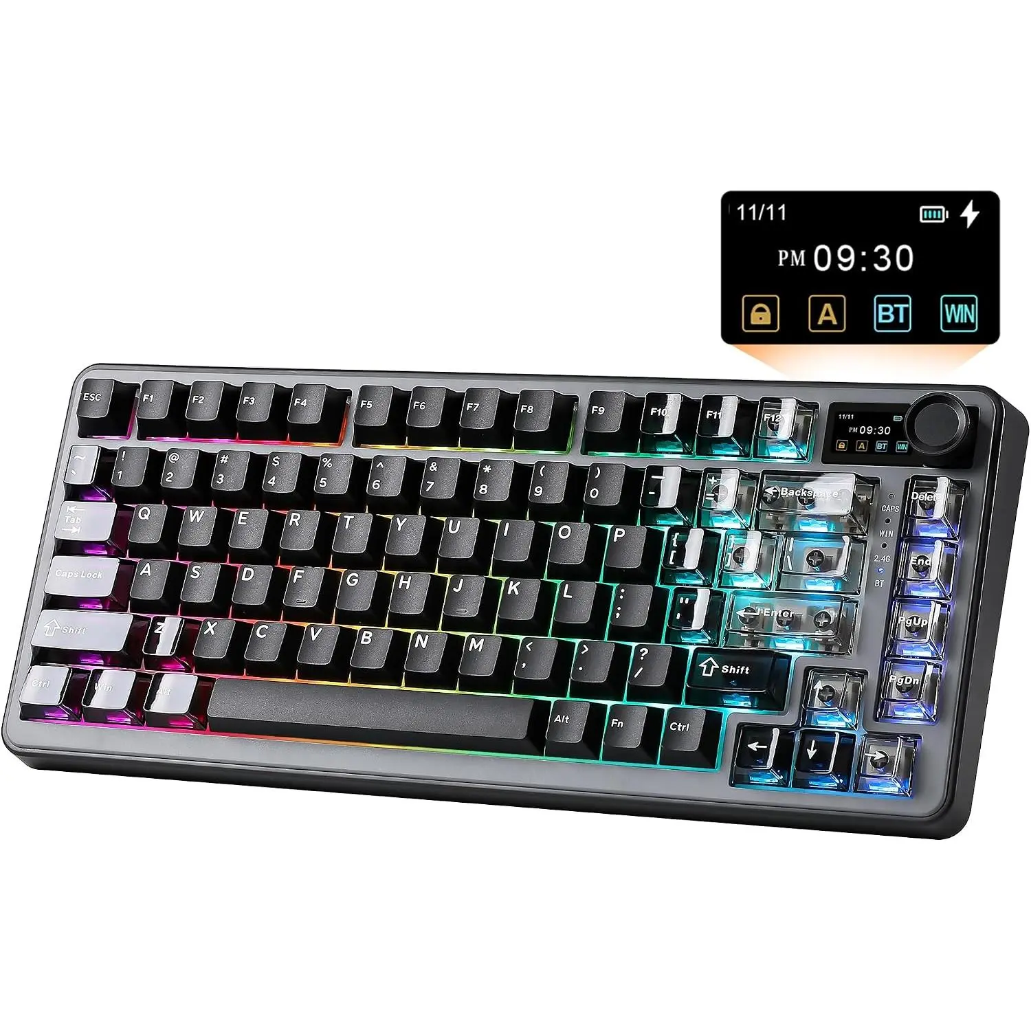 B75 PRO MAX QMK/VIA  Mechanical Keyboard | QMK/VIA,  Keyboard with Screen and Knob, Custom Hot Swap, Gasket Mount, Creamy Switches, RGB for Gaming/Win/