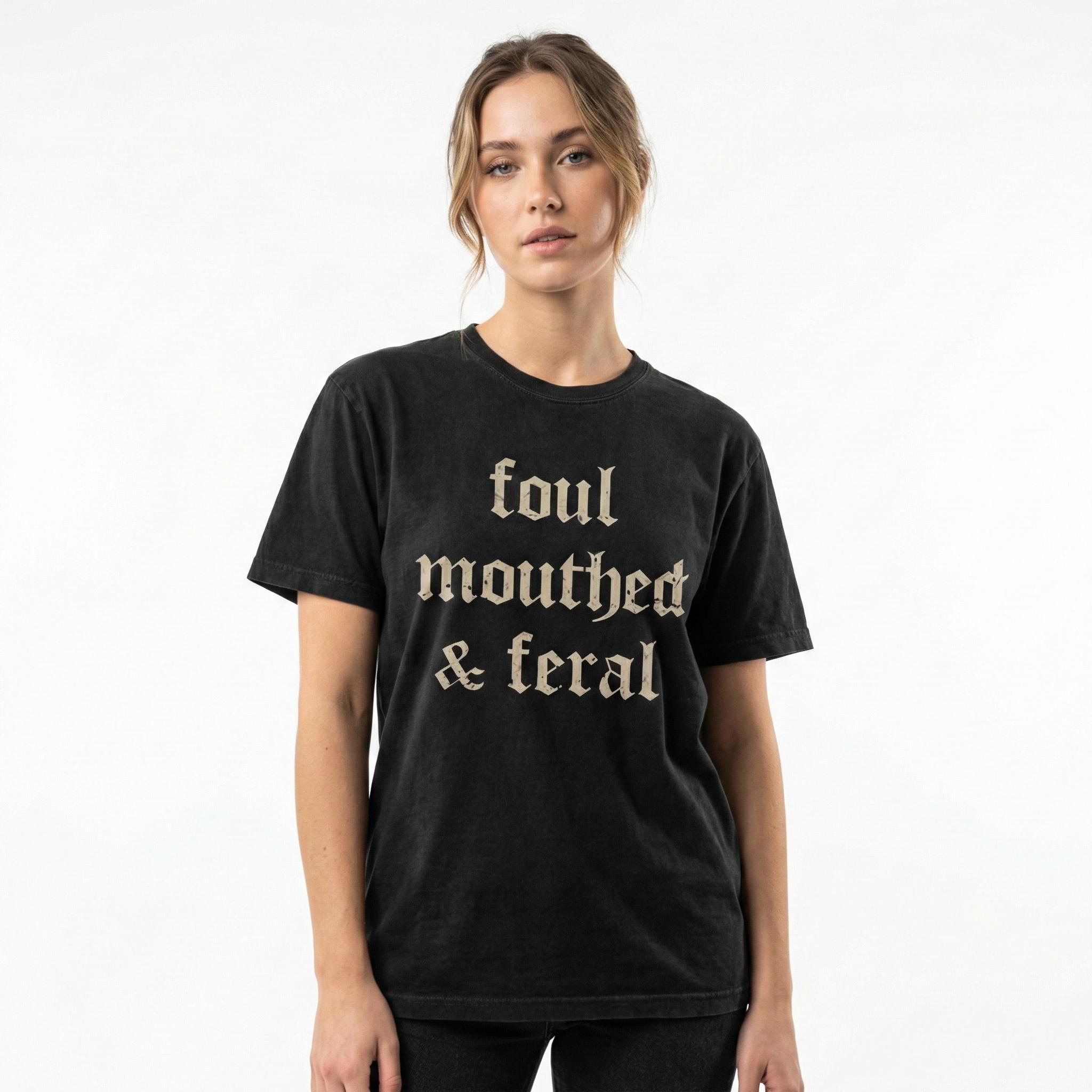 Vintage Foul Mouthed Feral Shirt Unhinged Oversized Graphic Tee Retro Mom Tshirt For Men Women