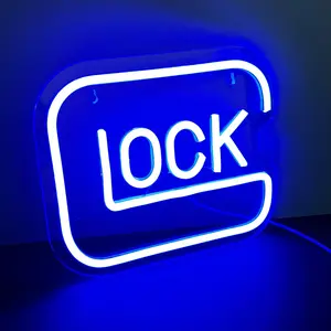 Lock Shaped USB Led Decorative Neon Light, Led Neon Lights, Modern Design, Soft Ambient Light, Bedroom Study Bar Decoration, Perfect Gift for Home Office Decor, USB Powered Lamp