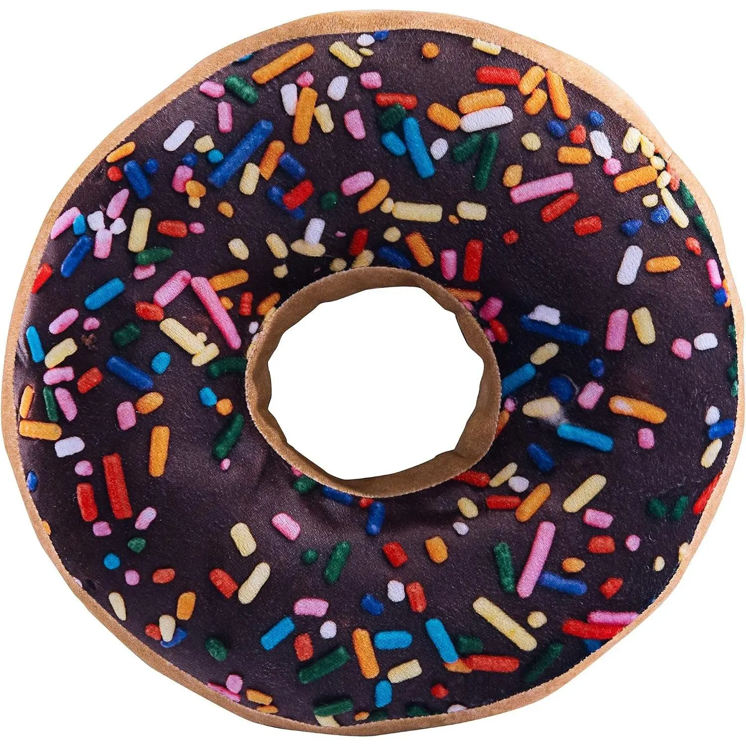 14 Inch Round Chocolate Donut Throw Pillow, 3D Digital Print Funny Food Shaped Plush Cushion, Soft Comfortable Lightweight Decorative Seat Pad for Couch, Chair, Floor, SofaGift