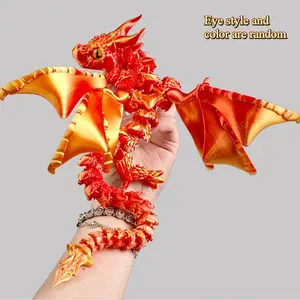 Laser Holographic 3D Articulated Dragon Statue – Random Eye & Color, Two-Horned Flying Figurine for Gothic Home Decor, Fantasy Collectible for Dragon Lovers, Dark Mystical Vibe