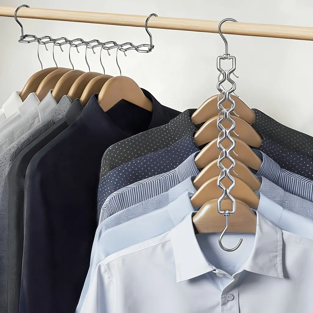 2-Pack Space Saving Magic Hangers, 30lbs Capacity, Sturdy Metal Clothes Hanger, 360° Rotating Hook, Ideal for Small Apartments