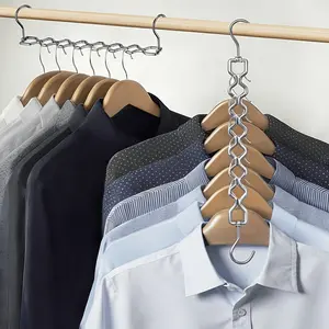 2-Pack Space Saving Magic Hangers, 30lbs Capacity, Sturdy Metal Clothes Hanger, 360° Rotating Hook, Ideal for Small Apartments