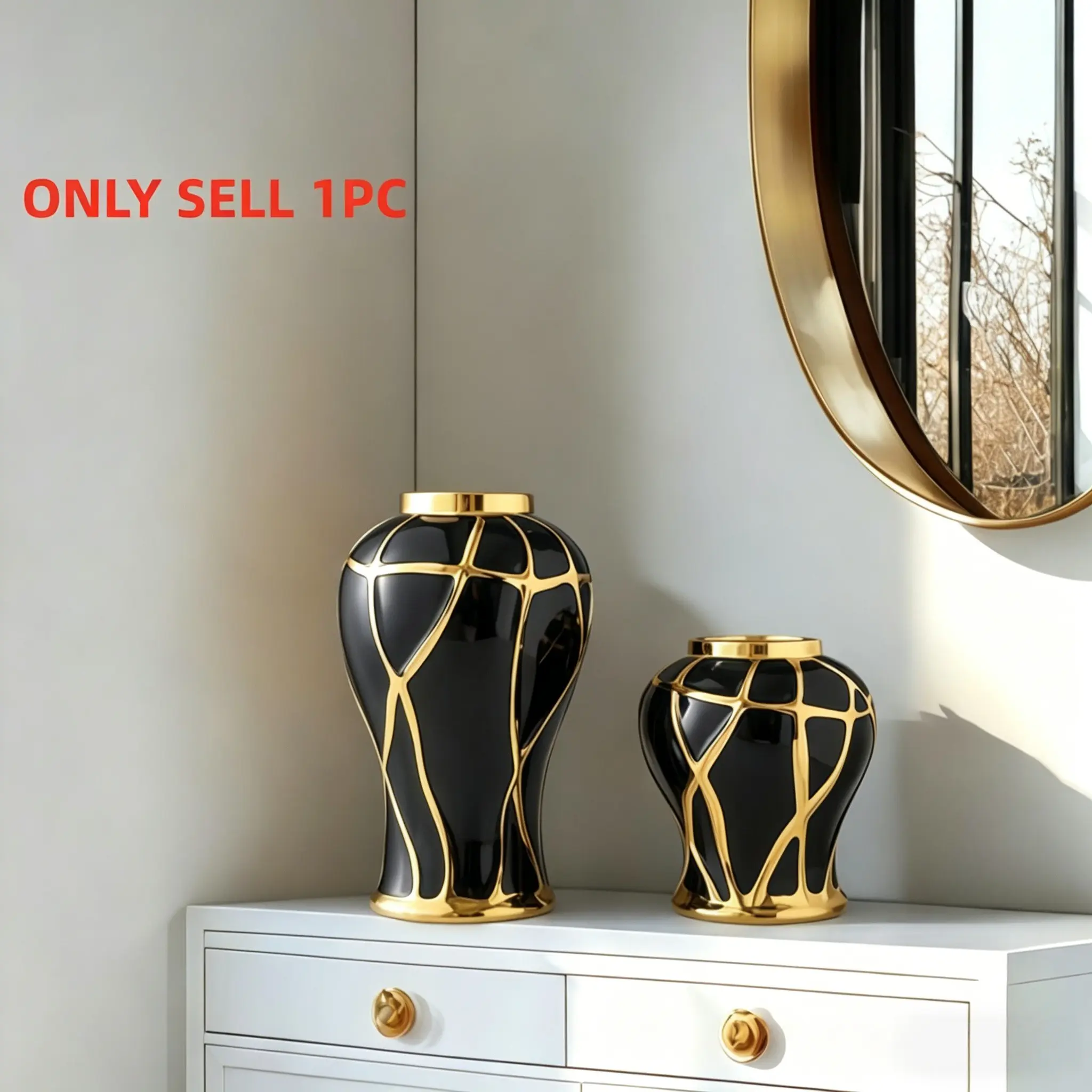 Ceramic Vase, 1 Box Nordic Style Crack Vase, Decorative Vase for Living Room Desktop, Study Atmosphere Vase Ornament, Front Desk Vase, Modern Decorative Vase