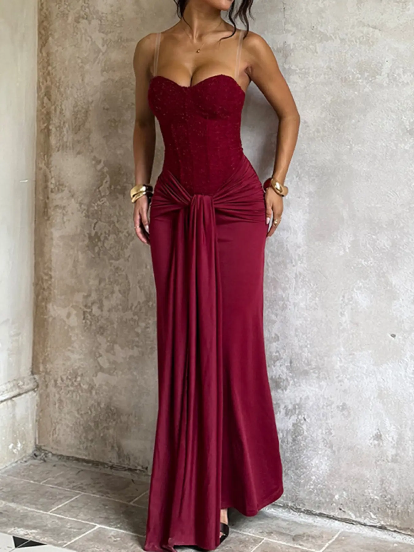 Elegant Strapless Corset Bodycon Long Formal Dress, with Ruched Detail, Perfect for Evening Prom Party Elegant Strapless Corset Bodycon Long Formal Dress, with Ruched Detail, Perfect for Evening Prom Party