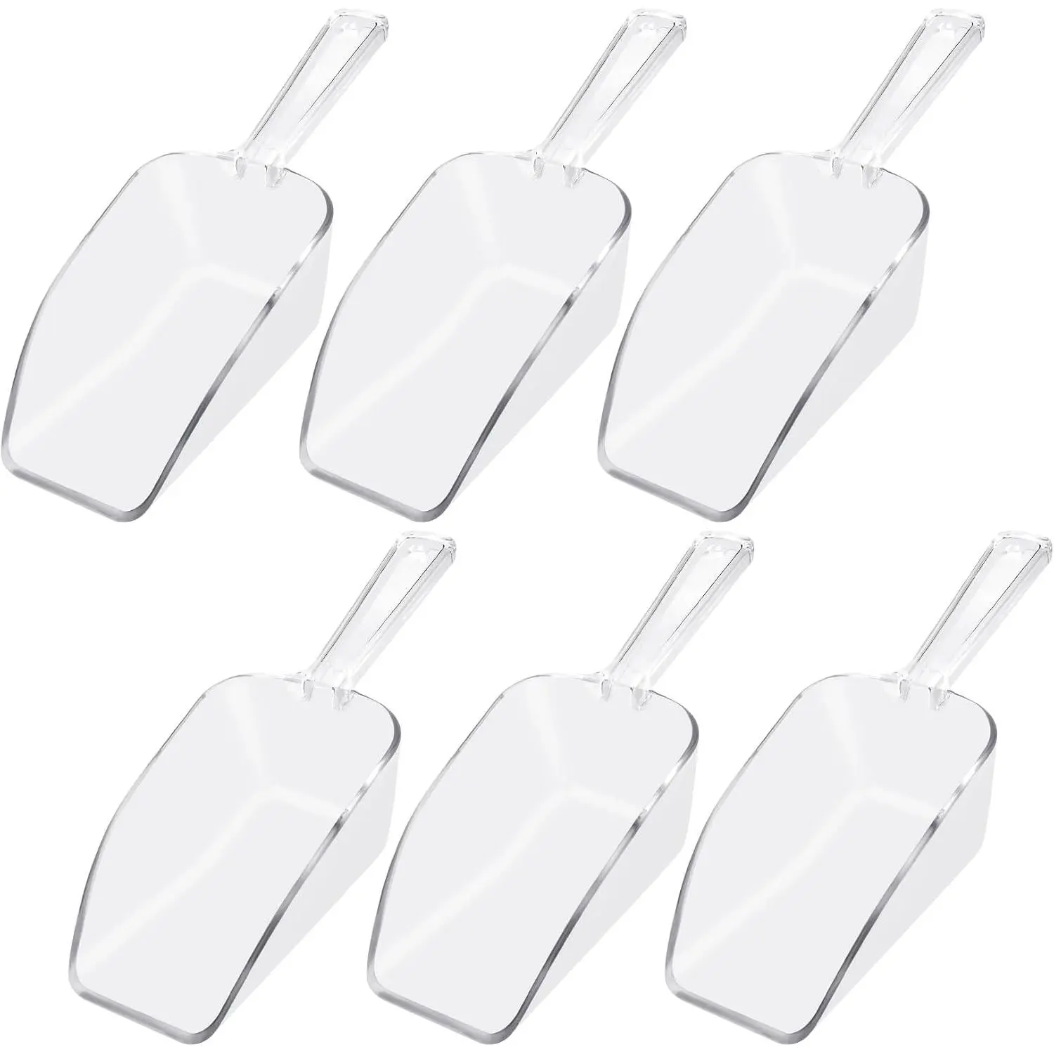 6 count Clear Plastic Ice Scoop(7.6 Inch) for Freezer  Coffee Popcom Flour Dry Goods Simple Mini  Shovel Scoopers Laundry Spoons Freezer Bucket Bin Containers Maker Machine Kitchen Pick