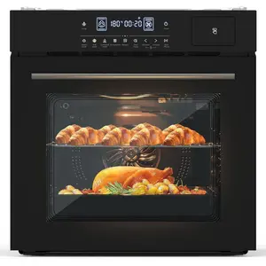 Garvee 2.5 Cu.Ft Convection Wall Oven, 24" Built-In Electric, 8 Baking Modes, Air Fryer Function, Touch Control, 3000W, Double-Layer Glass, Safety Lock, Timer, Stainless Steel