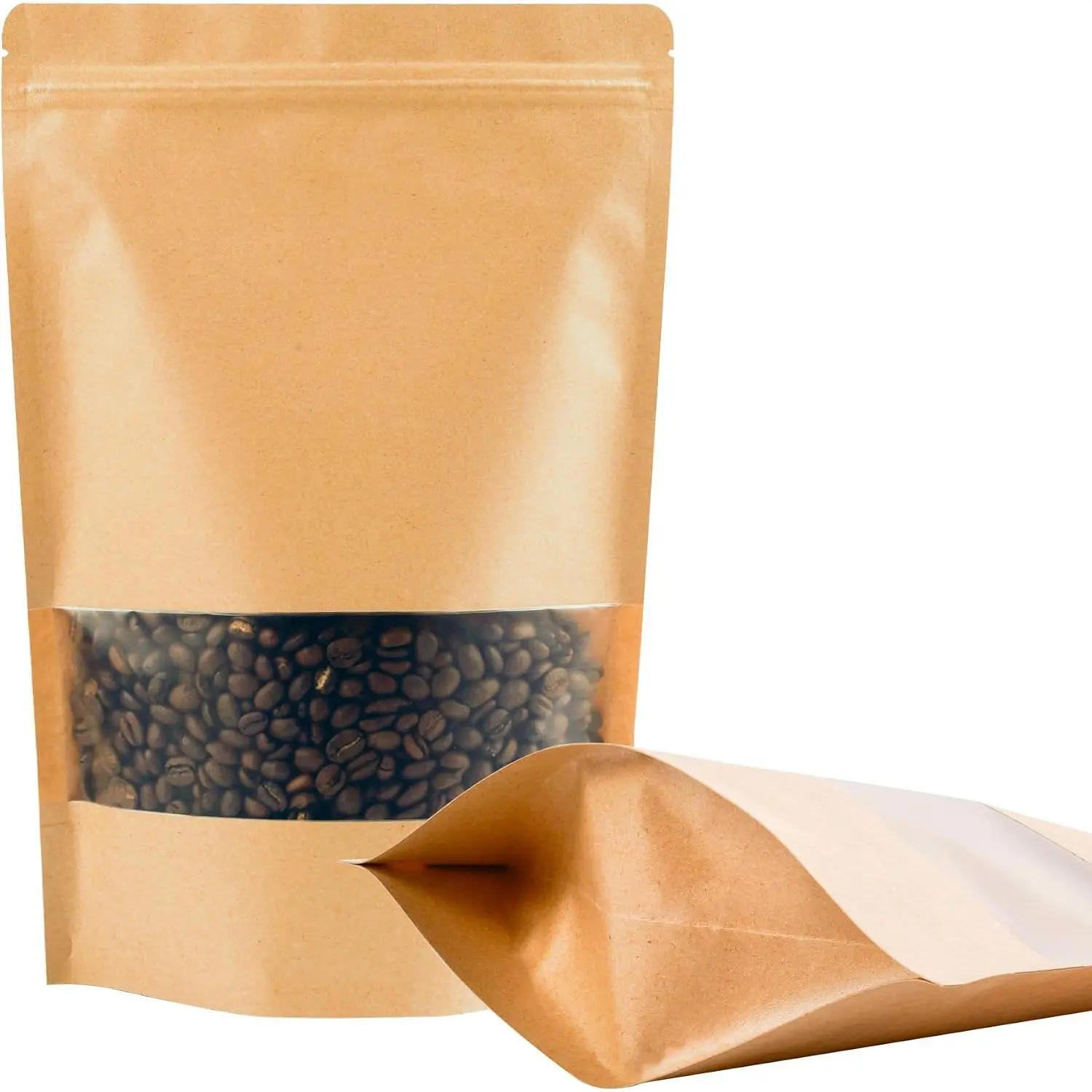 100 count  Paper Bags with Window(3.6" X 5.5"), Resealable Paper Bags for  Storage, Stand Up  Bag  for Candy, Cookie, Heat Seal Paper Bag for Small Business