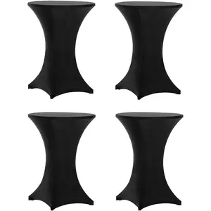 4 Pack 30x42 Inch Highboy Spandex Cocktail Table Covers, Black, Fitted Stretch Cocktail Table Tablecloth for Round Tables
