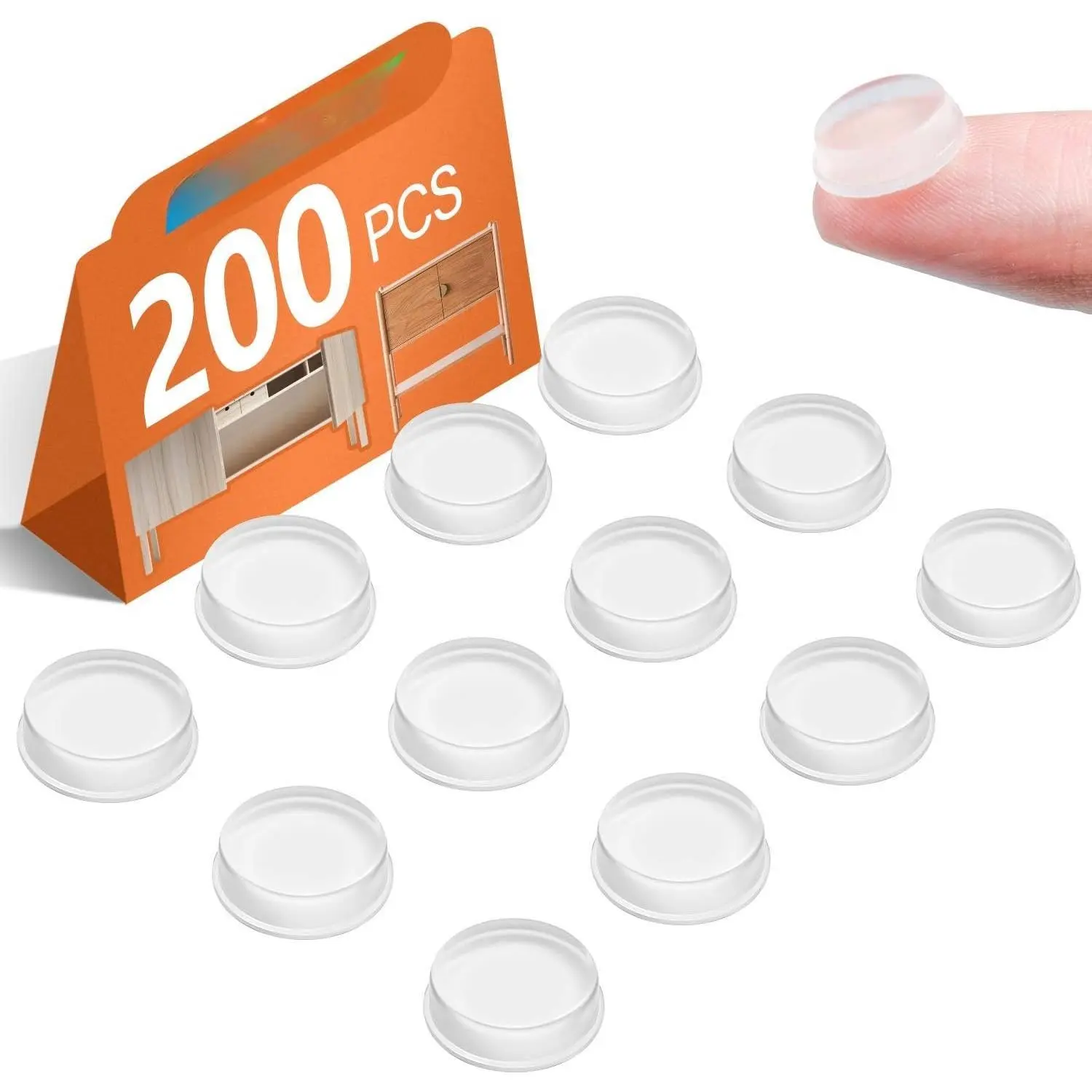 Cabinet Bumpers 200 count Clear Self Adhesive Rubber Bumpers Pads, Clear Cupboard Door Bumpers Sound Dampening, Stopper Bumper Pads for Drawers, Laptop