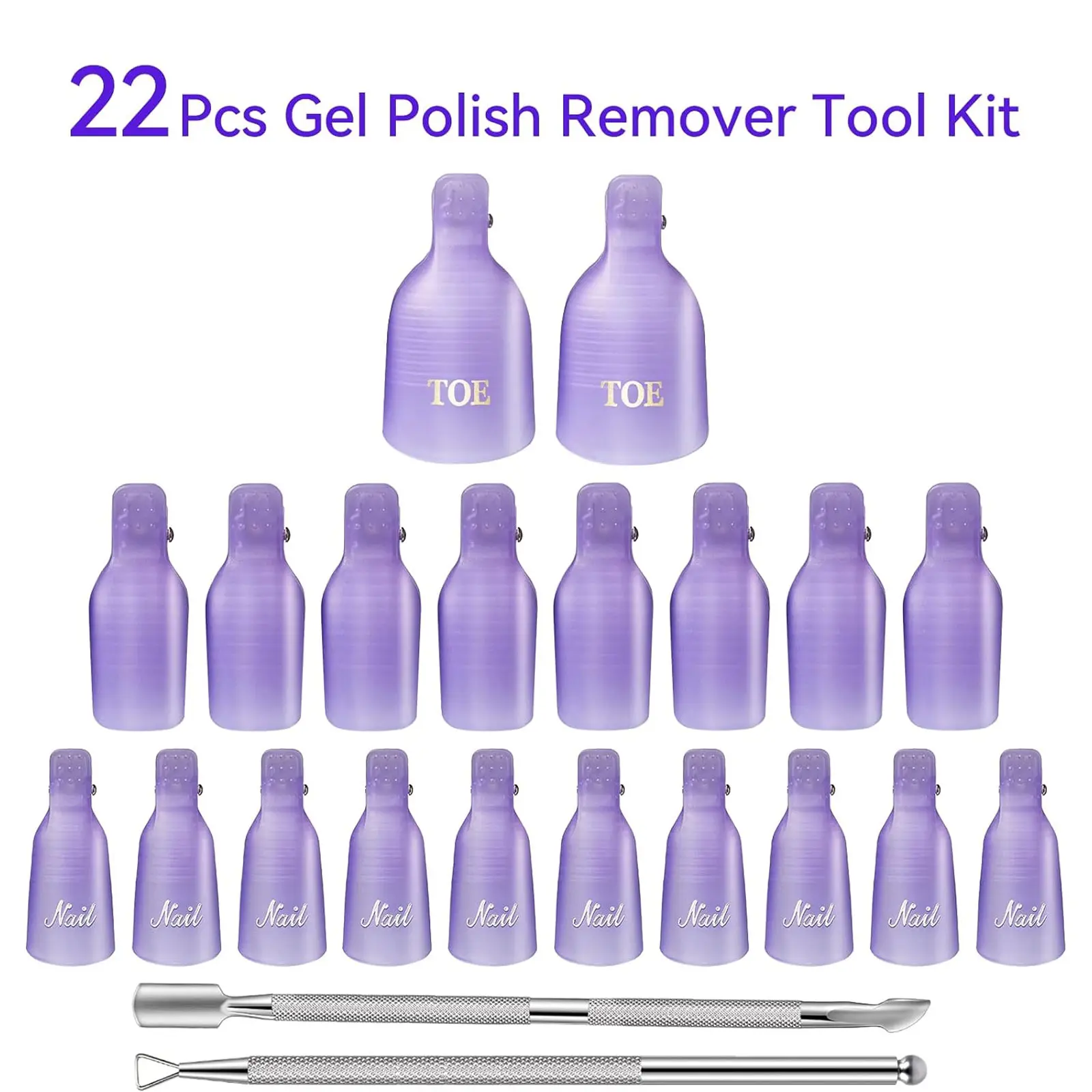 22pcs Reusable Manicure Nail Removal Set, Hand Nail Removal Plus Foot Clip with Cuticle Pusher Nail Removal Planer Set, Formaldehyde-Free Manicure and Pedicure Set