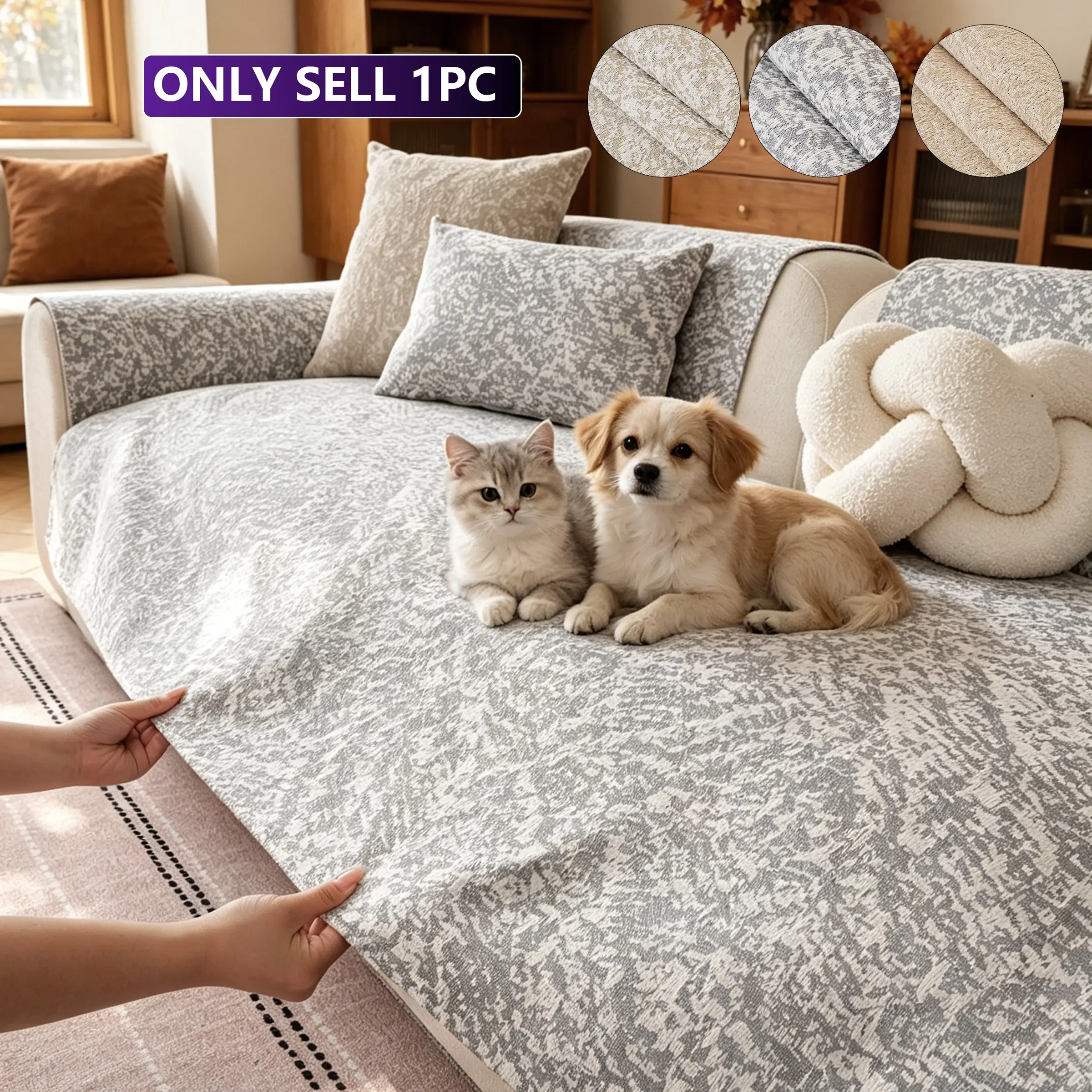 Fashionable Simple Sofa Cushion, Soft Skin-Friendly Dust-Proof, Scratch-Resistant, Pet-Friendly, Reusable, Contemporary Style