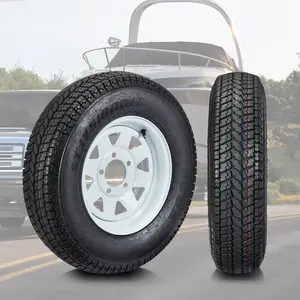 OP-Heavy Duty 2-Pack Trailer Tire and Wheel Set - ST175/80D13 Tires with 5 Lug 4.5" White Spoke Steel Wheels - 6 Ply Bias, Load Range C - For Light & Medium Duty Trailers