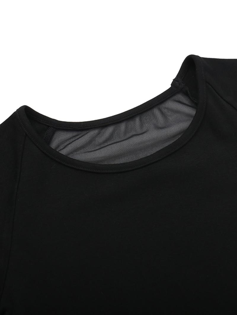 Women's Angel Print Sheer Round Neck Tee, Fashion Casual Crew Neck Short Sleeve T-shirt for Daily Holiday Vacation Outdoor Wear, Ladies Clothes for All Seasons,  Clothes for Women