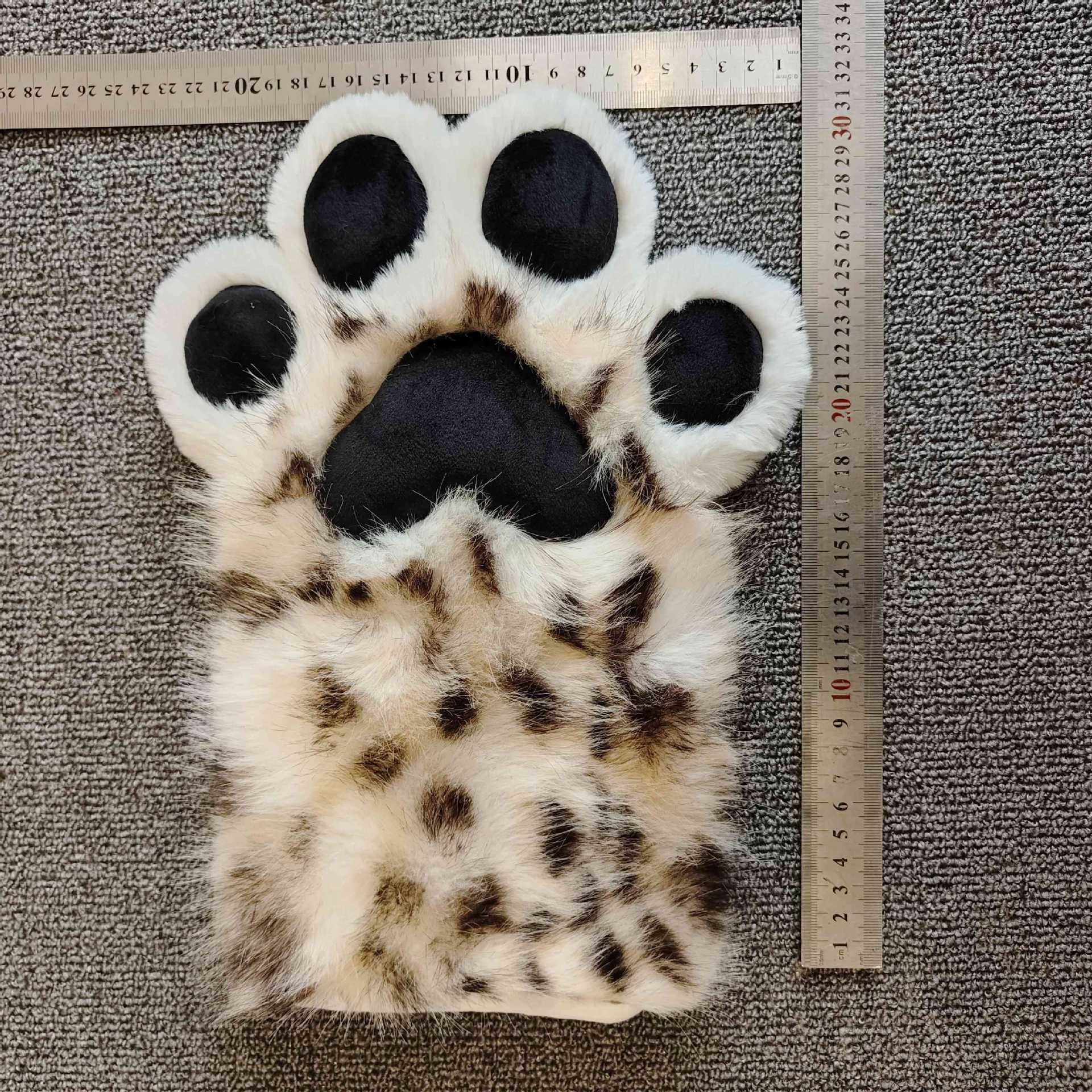 Fursuit Leopard Print Kigurumi Cat Paws Cartoon Plush Furry Cosplay Kig Costume Nail Tiger Claws Full Finger Performance Props