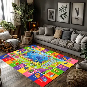 ABC Alphabet Sea Dinosaur Mixed Print Colorful Crystal Velvet Kids Educational Play Rug #ABCAlphabetKidRug #OceanDinosaurPlayMat #PreschoolLearningCarpet #CrystalVelvetFloorMat