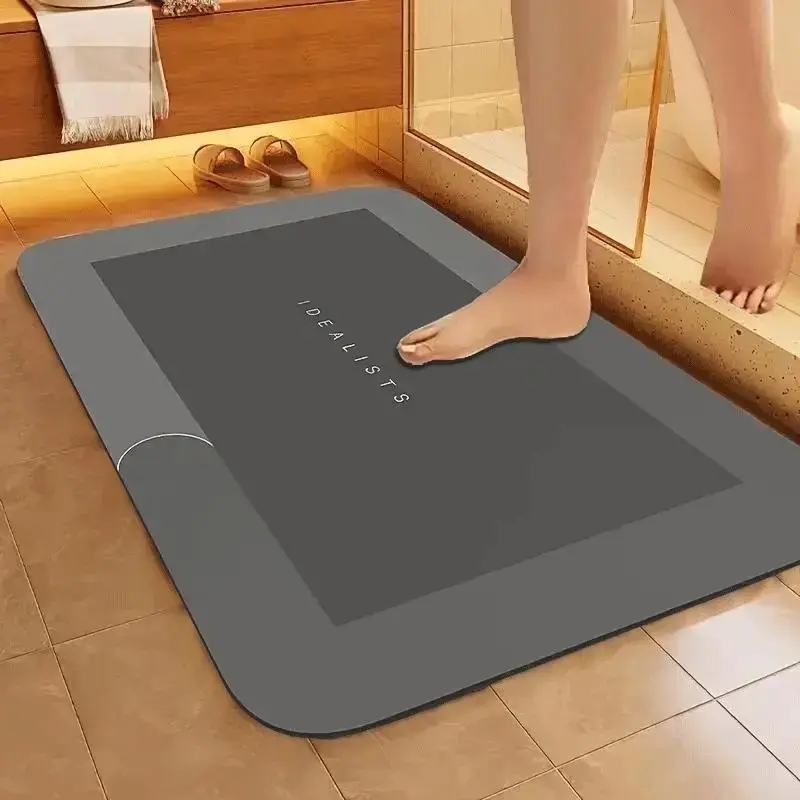 Quick-Dry, Water Absorbent Bathroom Mat, Nonslip Shower Mat, Ultra-Absorbent Diatomite Bath Mat, Rubber Backing, Non-Slip, Machine Washable, and Mold-Resistant Rug for Shower, Kitchen with Geometric Design and Easy Cleaning Quick Drying Bath Mat
