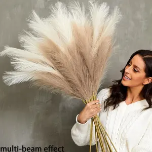 8 Bunches Decorative Flowers, Artificial Flower Decorations, Artificial Flowers Mimicking Pampas Grasslands, For Bohemian Decor, 29.5 inches tall, pampas shaped plants, low-maintenance faux plants, Great for living room decor, Home Decor Accessory