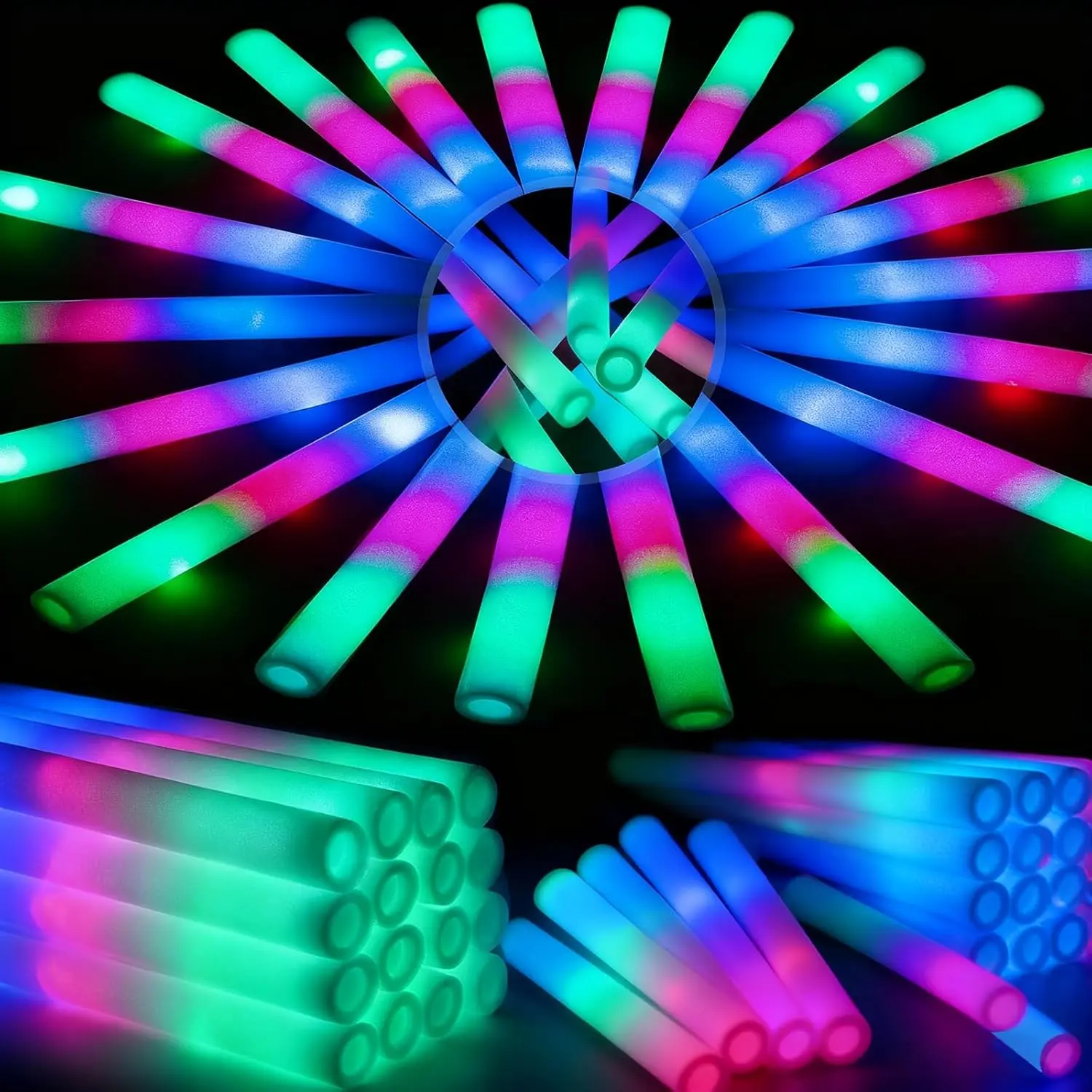 44 PCS Foam Glow Sticks with 3 Modes Colorful Flashing, Foam Light Up Sticks, LED Light Sticks, Glow Sticks Party Pack for New Year, Wedding, Raves, Concert, Christmasfidget toys