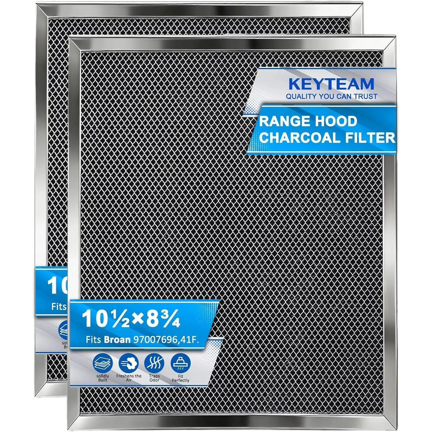 2-Pack Range Hood Grease Filters (8.75"x10.5"x0.4") - Upgraded Stainless Steel Frame, Aluminum Mesh & Charcoal Combo, Compatible with Range Hoods, Replaces 97005687 & 6105C, 97007696 Replacement Filters, Upgraded Frame