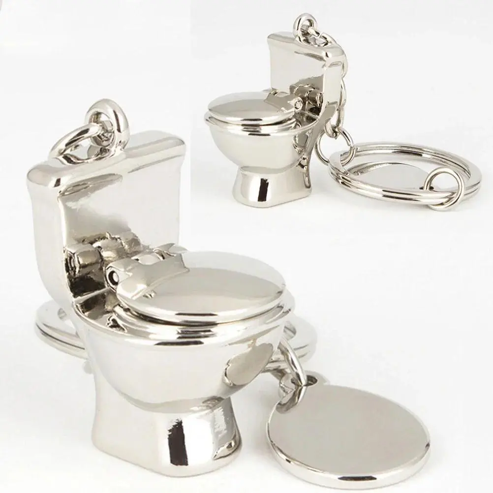 Creative 3D Toilet Pendant Keychains Cute Simulation Mini Toilet Keyring Bag Decor For Women Men Car Trinket Accessories Gifts