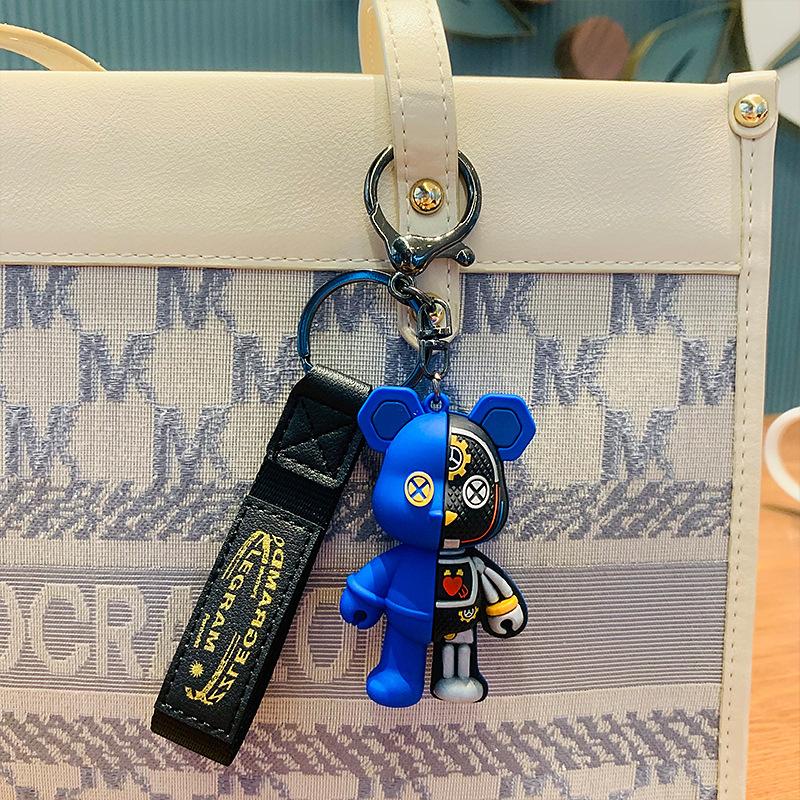Mechanical Bear Keychain Doll Pendant Car Keyring Accessory Unisex Bag Ornament Small Gift