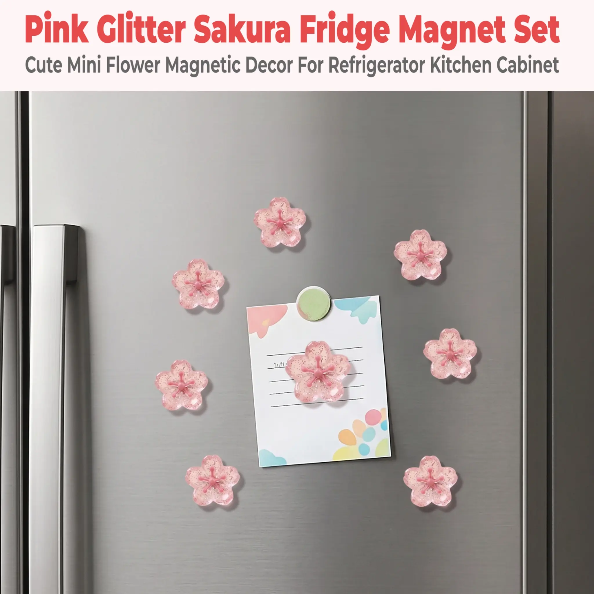Cherry Blossom Shaped Fridge Magnet, 3/6/12 Counts Cute Decorative Flower Magnets for Office Whiteboard, Locker, Dishwasher, Kitchen and Home Decoration-YY0