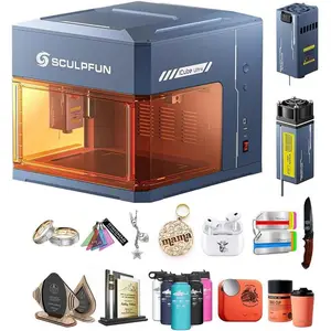 SCULPFUN iCube Ultra Dual Laser Engraver, 12W Diode + 1.2W Infrared, Auto Focus Function Smoke Filter Metal, Wood & Leather, 5.9 * 5.3" Working Area