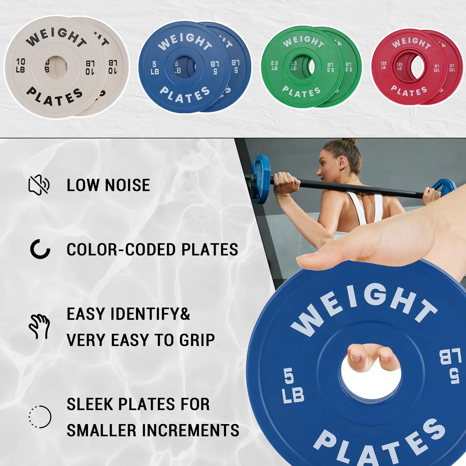 Durable Rubber Bumper Plates Set – 2" International Sports Event Weight Plates, Fractional Change 1.25-300LB, Steel Reinforced for Strength Training, Weightlifting, Home & Gym