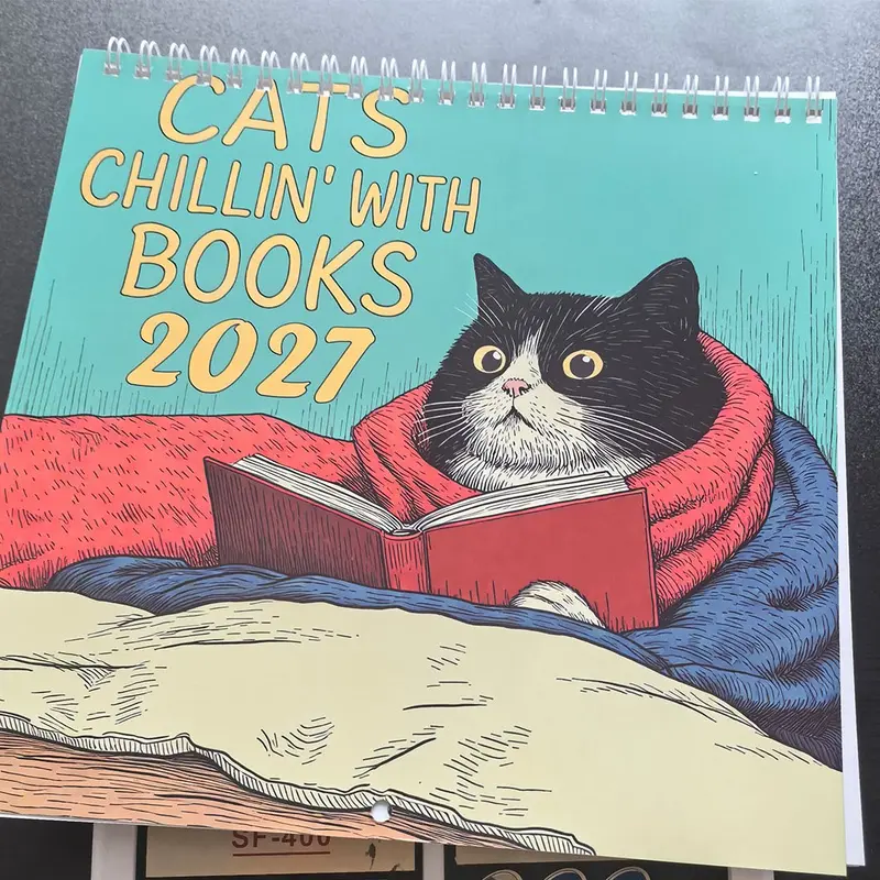 2027 Cat Calendar Book, Full Color Illustrations, Fun Cat Art, Home Decor Gift, for Cat Lovers, Family and Office, Unique Book Gift