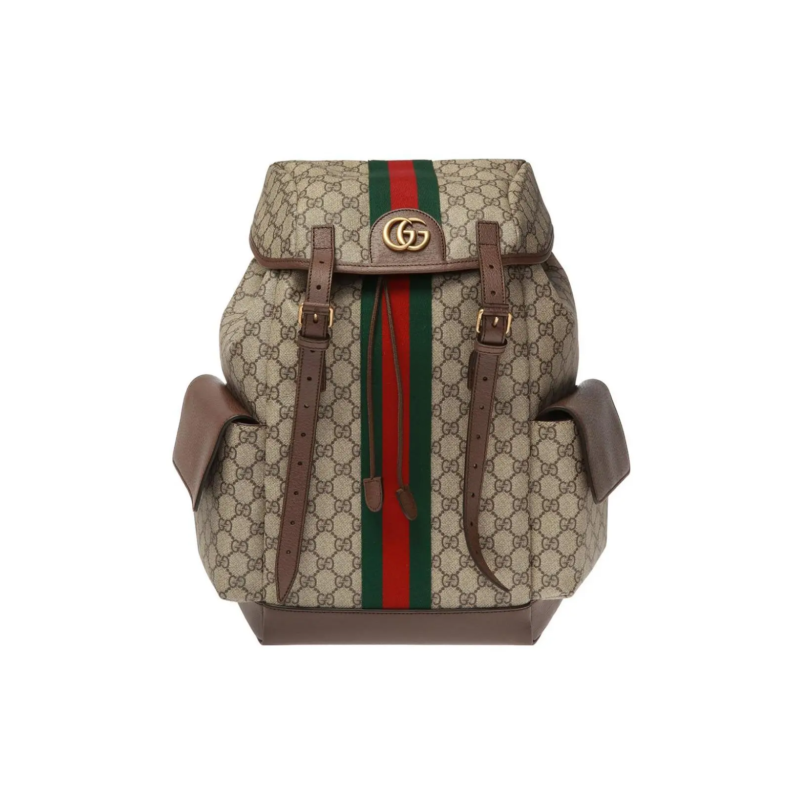Gucci Ophidia Large Capacity Monogram Stripe Canvas Backpack for Men in Ebony