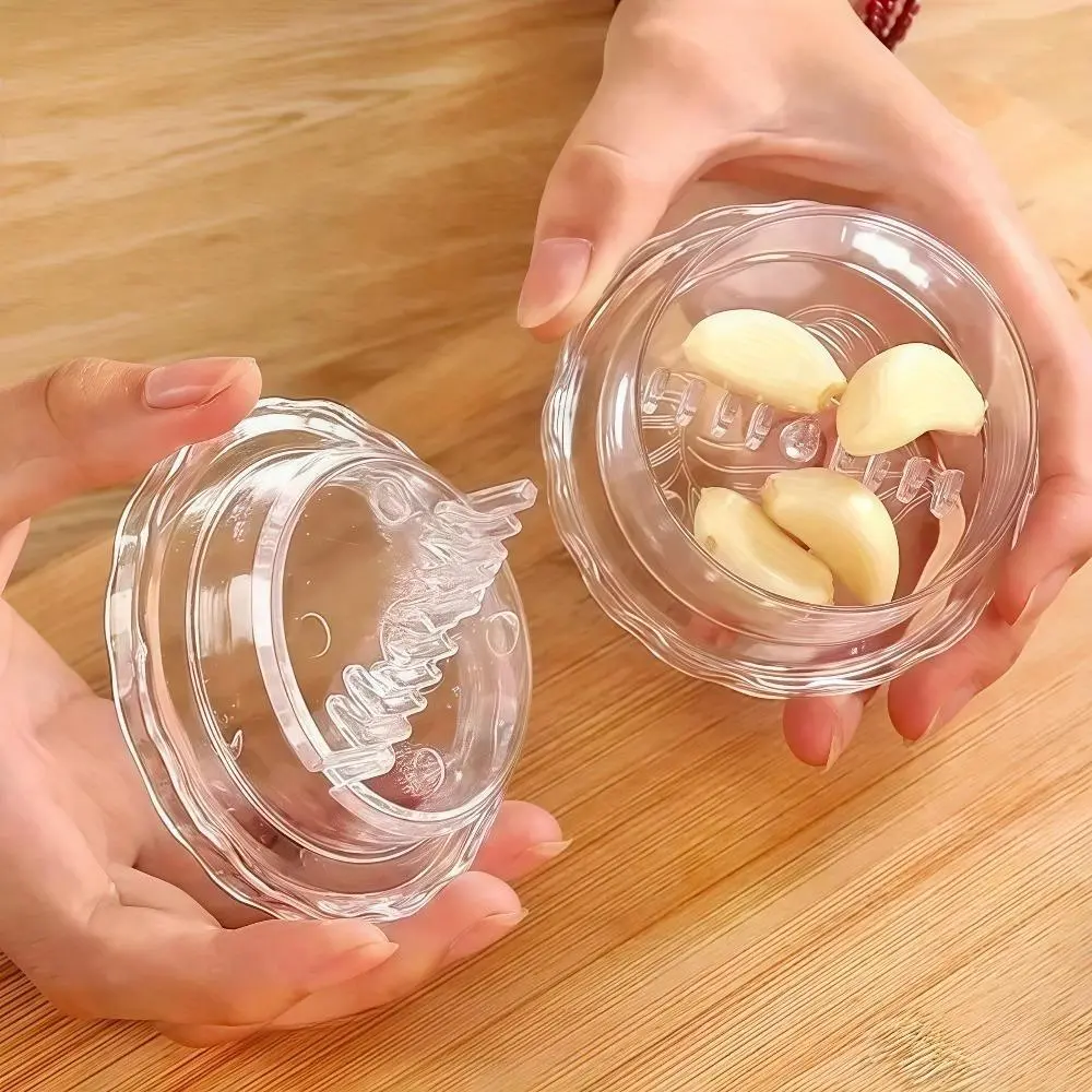 2 PCS Plastic Mini Manual Twist Garlic Press Utensils - Transparent Garlic Ginger Mincer, Portable Easy-Clean Squeezer, Compact Outdoor Camping & Home Meal Prep Kitchen Gadget