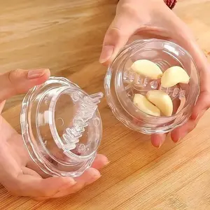 2 PCS Plastic Mini Manual Twist Garlic Press Utensils - Transparent Garlic Ginger Mincer, Portable Easy-Clean Squeezer, Compact Outdoor Camping & Home Meal Prep Kitchen Gadget