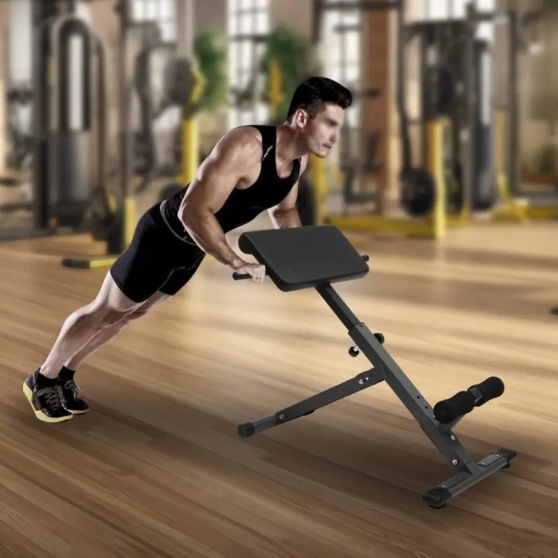 Black Roman Chair Hyperextension Bench Back Extension Machine Home Gym Glute Ham Developer Core Trainer Full Body Workout Equipment for Arms Abs Back Chest