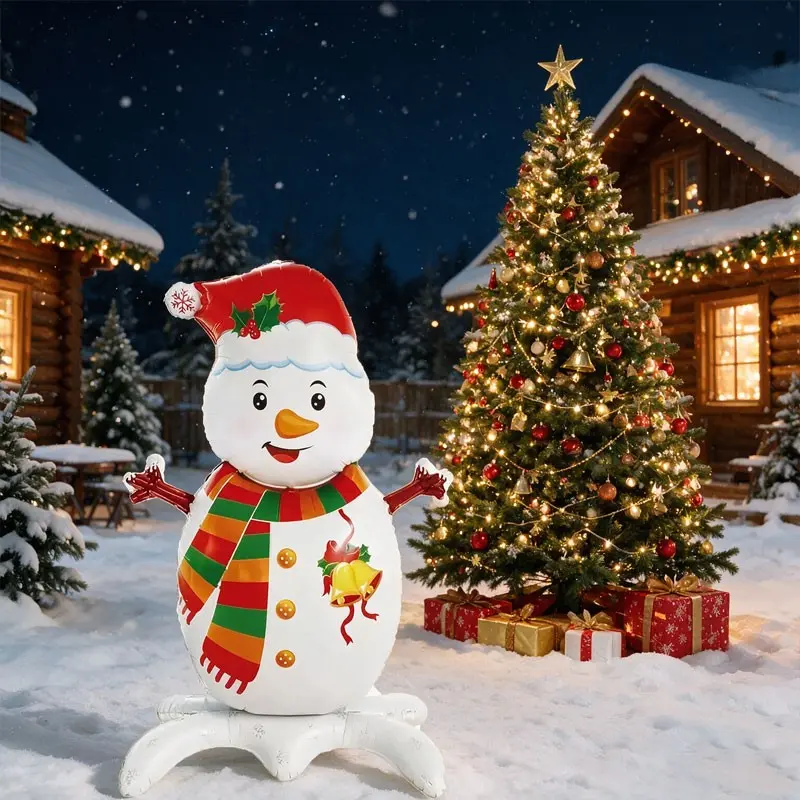 2-Pack Standing Snowman Aluminum Foil Balloons, Ideal for Christmas Decorations, Christmas welcome decoration for courtyard porch，Christmas Eve Party，Christmas living room fireplace scene，It’s an ideal choice for winter holiday decorations.