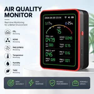 Graffiti WiFi 15-In-1 Smart Air Quality Monitor, Digital Co2, Co, Pm2.5, Date Time Detector, Indoor Temperature Humidity Meter