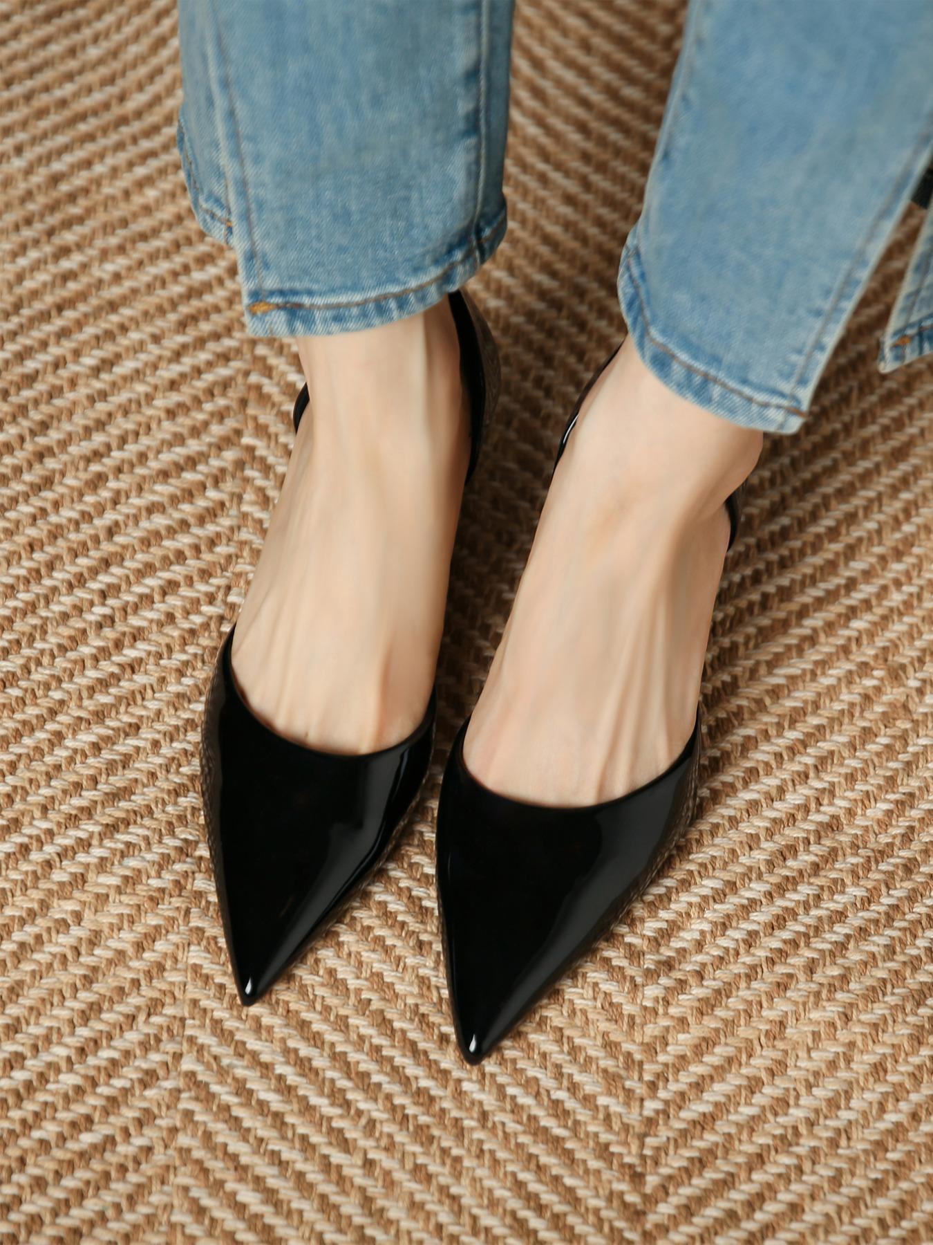 New French Hollow Stiletto Heels Pointed Toe PU Leather Upper Fashion Commuter High Heels, high heel pumps, Elegant Medium Width Shoes for Spring & Fall